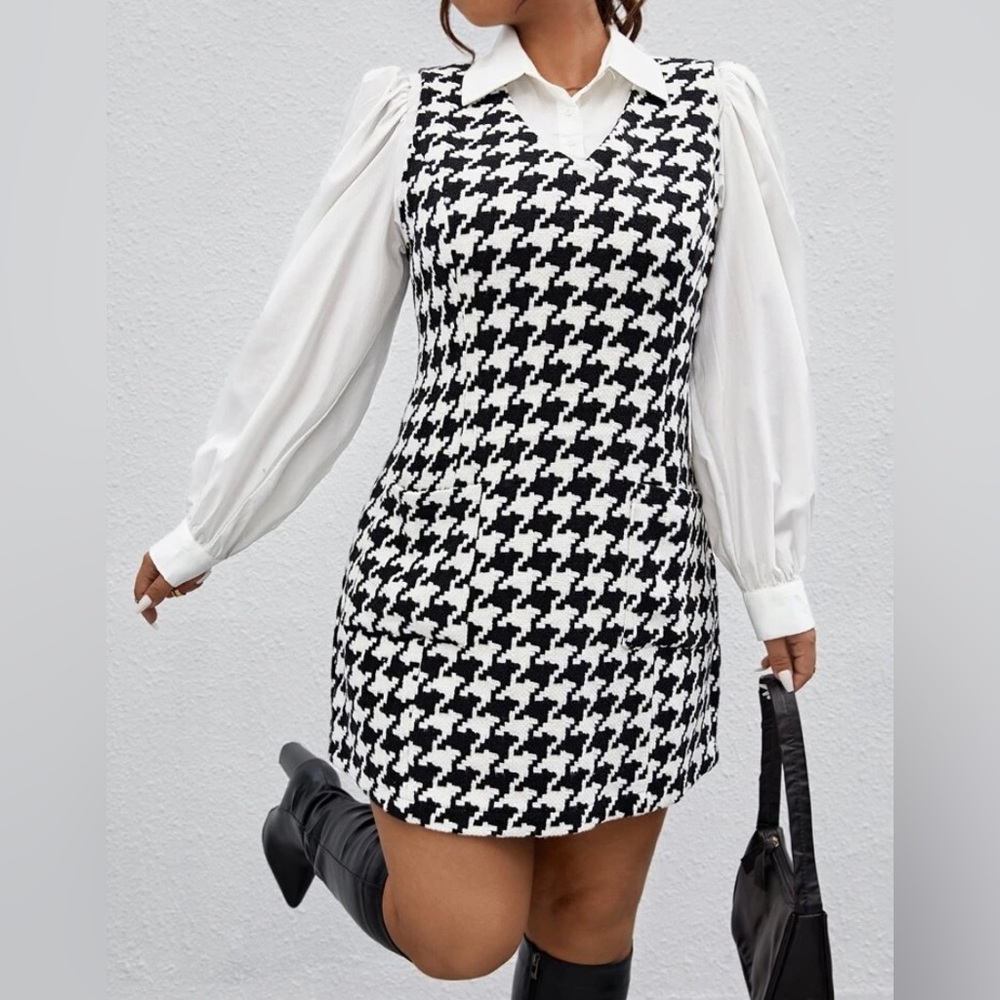 Dress white/black sleeveless